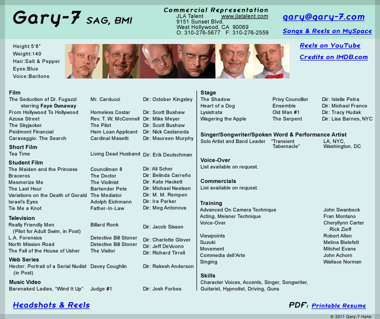 Gary Helm, Gary-7, Actor, Musician